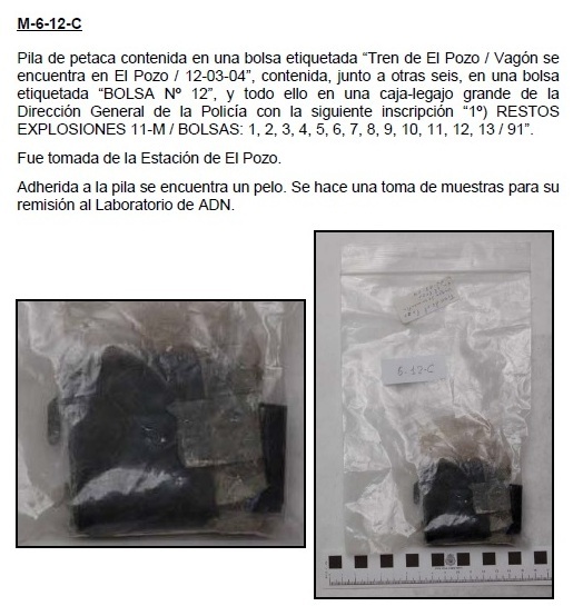 6-12C: Pila de petaca contenida en una bolsa etiquetada “Tren de El Pozo / Vagón se encuentra en El Pozo / 12-03-04”,