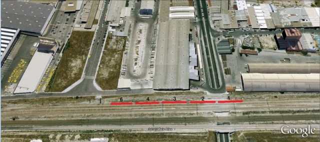 Ubicación de los 5 coches restantes del tren de El Pozo estacionados y fotografiados en Vallecas