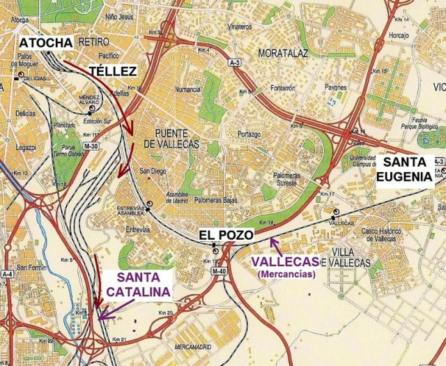 Itinerario seguido por el tren entre Atocha y Santa Catalina