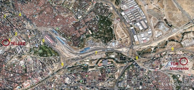 El más probable itinerario completo es el aquí indicado con los números en amarillo