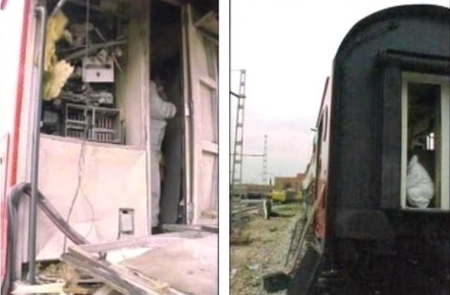 Agentes vestidos de blanco siguen inspeccionando el coche 4 de este tren en Villaverde