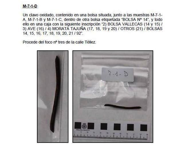 Única muestra recogida en el coche 5 de Téllez que llegó a la pericial de explosivos