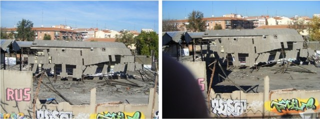 Aspecto del taller el 2 de noviembre de 2013 (izquierda) y el 4 de diciembre (derecha)