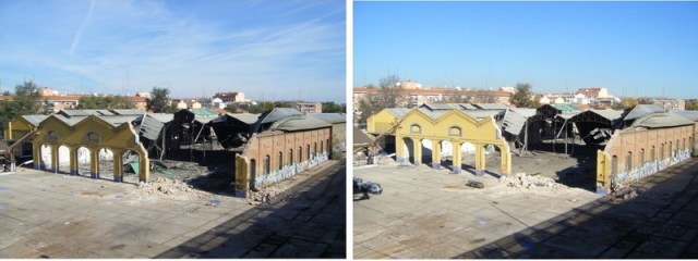 Aspecto del taller el 2 de noviembre de 2013 (izquierda) y el 4 de diciembre (derecha)