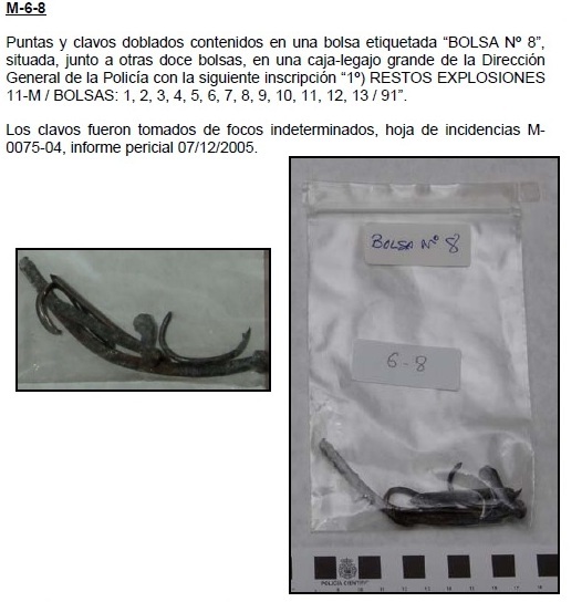 Puntas y clavos doblados de foco indeterminado perteneciente a la estación de El Pozo