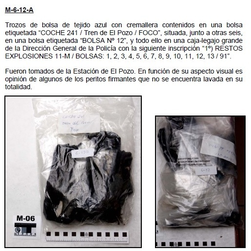 Trozos de bolsa de tejido azul con cremallera, COCHE 241 / Tren de El Pozo/FOCO”