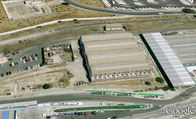 Ubicación en Santa Catalina de los coches 4, 5 y, antes de su segregación y desguace, el 6